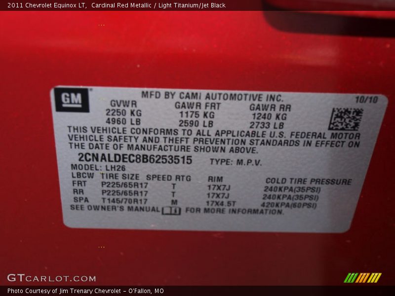 Cardinal Red Metallic / Light Titanium/Jet Black 2011 Chevrolet Equinox LT