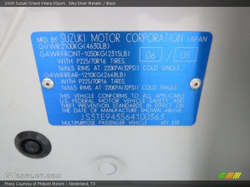 Silky Silver Metallic / Black 2006 Suzuki Grand Vitara XSport