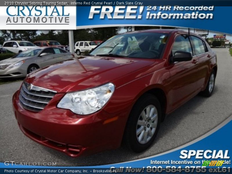 Inferno Red Crystal Pearl / Dark Slate Gray 2010 Chrysler Sebring Touring Sedan