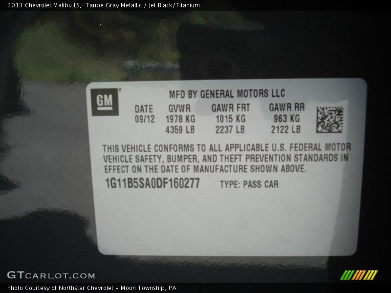 Taupe Gray Metallic / Jet Black/Titanium 2013 Chevrolet Malibu LS
