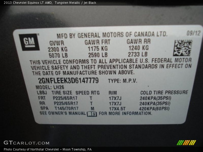 Tungsten Metallic / Jet Black 2013 Chevrolet Equinox LT AWD