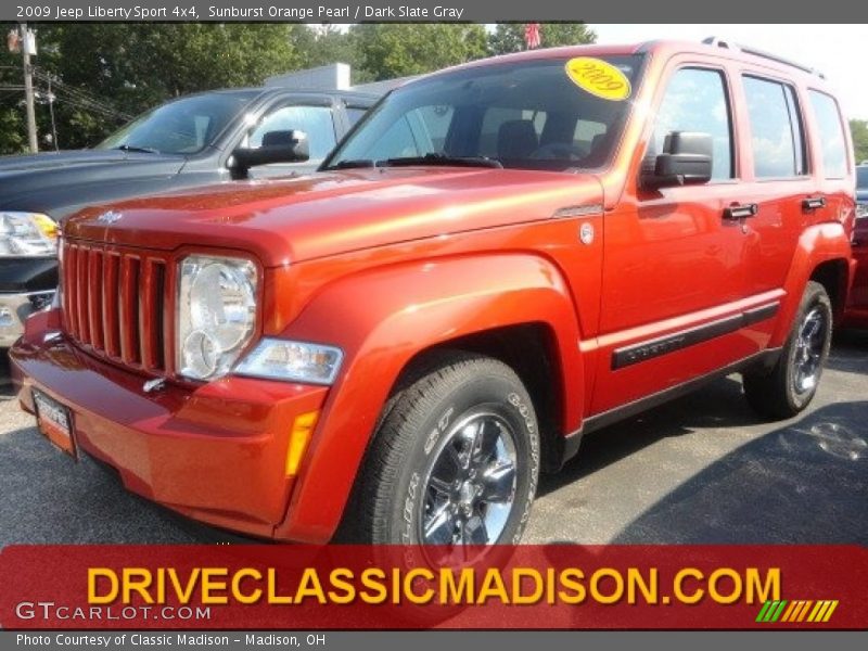 Sunburst Orange Pearl / Dark Slate Gray 2009 Jeep Liberty Sport 4x4