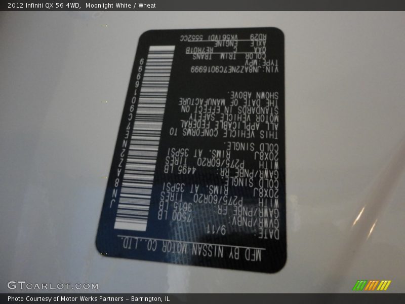 Moonlight White / Wheat 2012 Infiniti QX 56 4WD