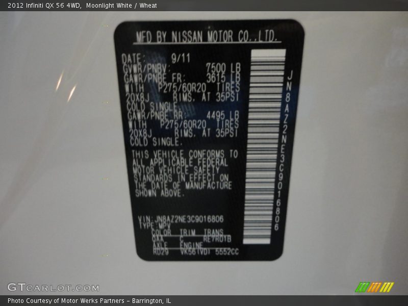 Moonlight White / Wheat 2012 Infiniti QX 56 4WD