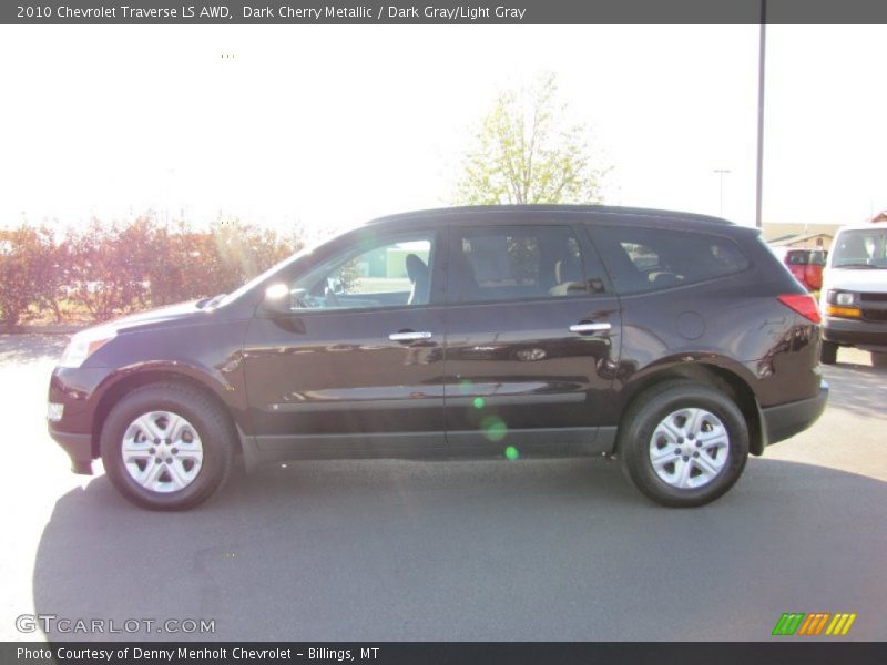 Dark Cherry Metallic / Dark Gray/Light Gray 2010 Chevrolet Traverse LS AWD