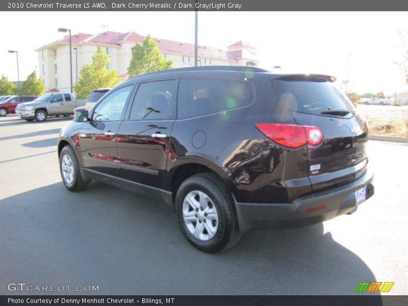 Dark Cherry Metallic / Dark Gray/Light Gray 2010 Chevrolet Traverse LS AWD