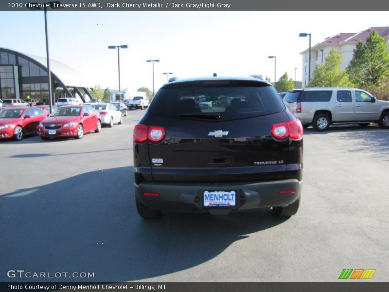 Dark Cherry Metallic / Dark Gray/Light Gray 2010 Chevrolet Traverse LS AWD