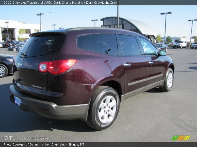 Dark Cherry Metallic / Dark Gray/Light Gray 2010 Chevrolet Traverse LS AWD