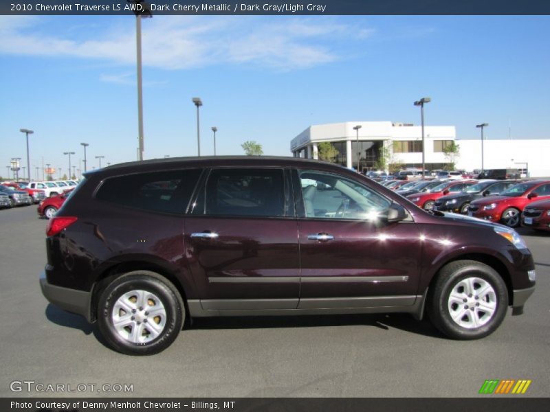 Dark Cherry Metallic / Dark Gray/Light Gray 2010 Chevrolet Traverse LS AWD