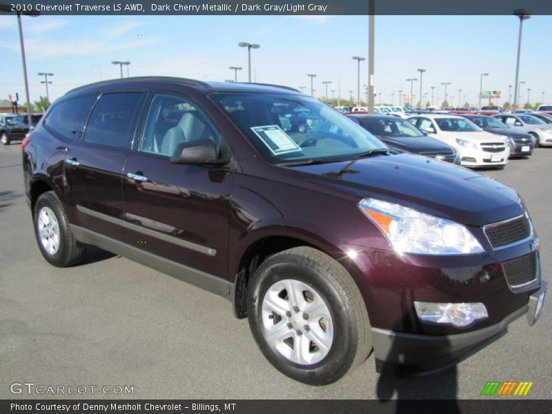 Dark Cherry Metallic / Dark Gray/Light Gray 2010 Chevrolet Traverse LS AWD
