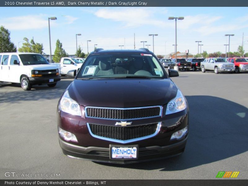 Dark Cherry Metallic / Dark Gray/Light Gray 2010 Chevrolet Traverse LS AWD