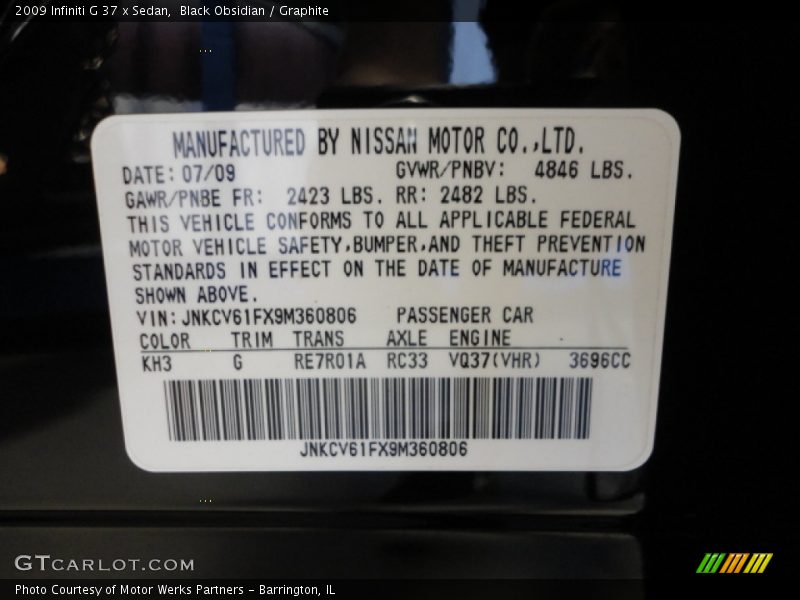 Black Obsidian / Graphite 2009 Infiniti G 37 x Sedan