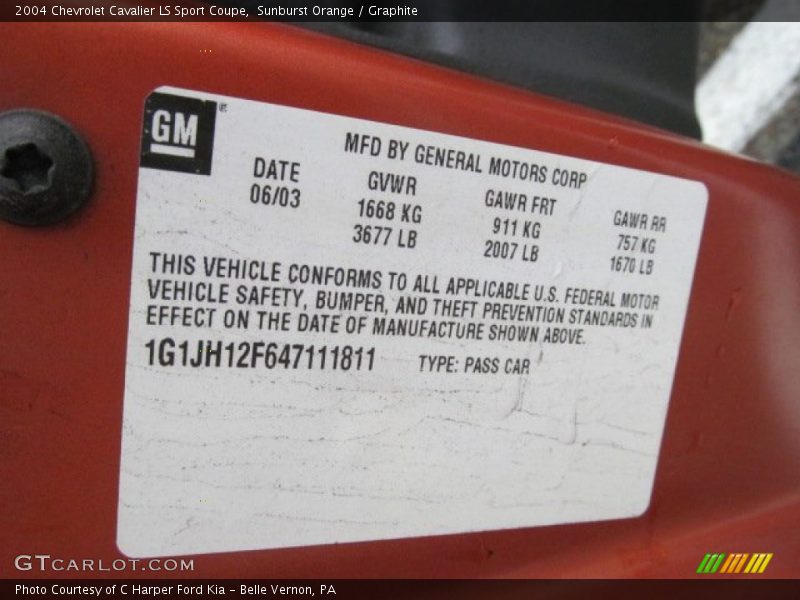 Sunburst Orange / Graphite 2004 Chevrolet Cavalier LS Sport Coupe