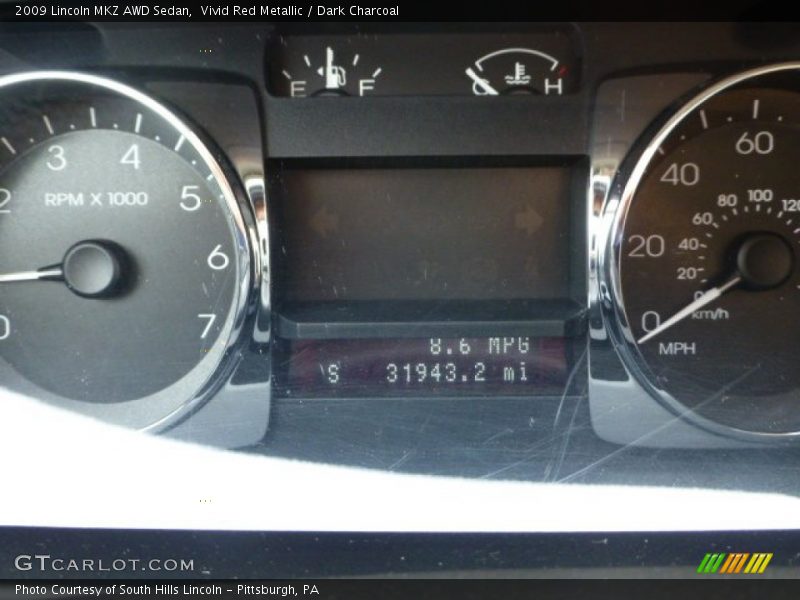 Vivid Red Metallic / Dark Charcoal 2009 Lincoln MKZ AWD Sedan