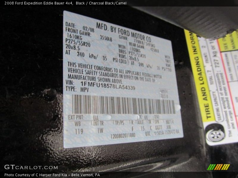 Black / Charcoal Black/Camel 2008 Ford Expedition Eddie Bauer 4x4