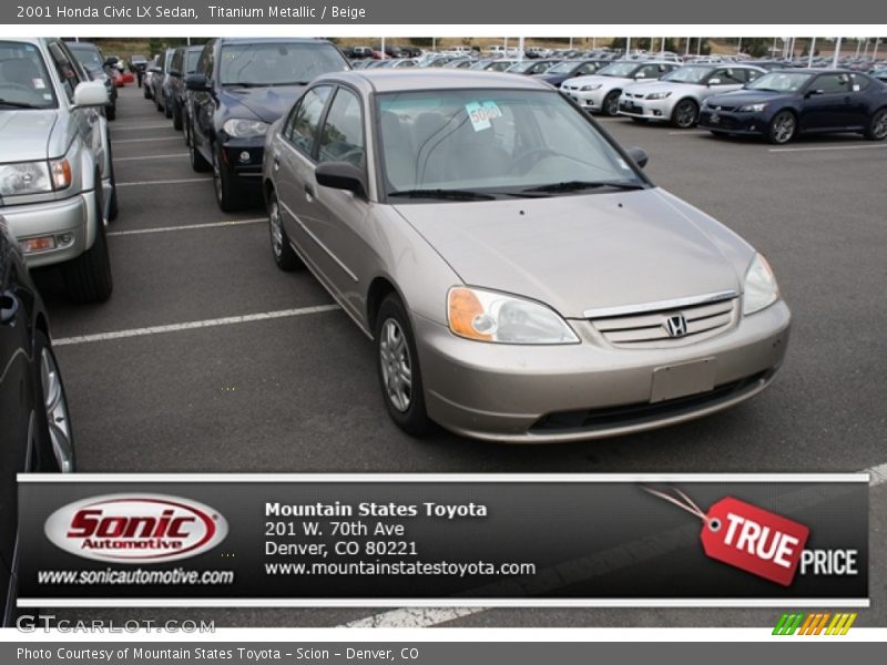 Titanium Metallic / Beige 2001 Honda Civic LX Sedan