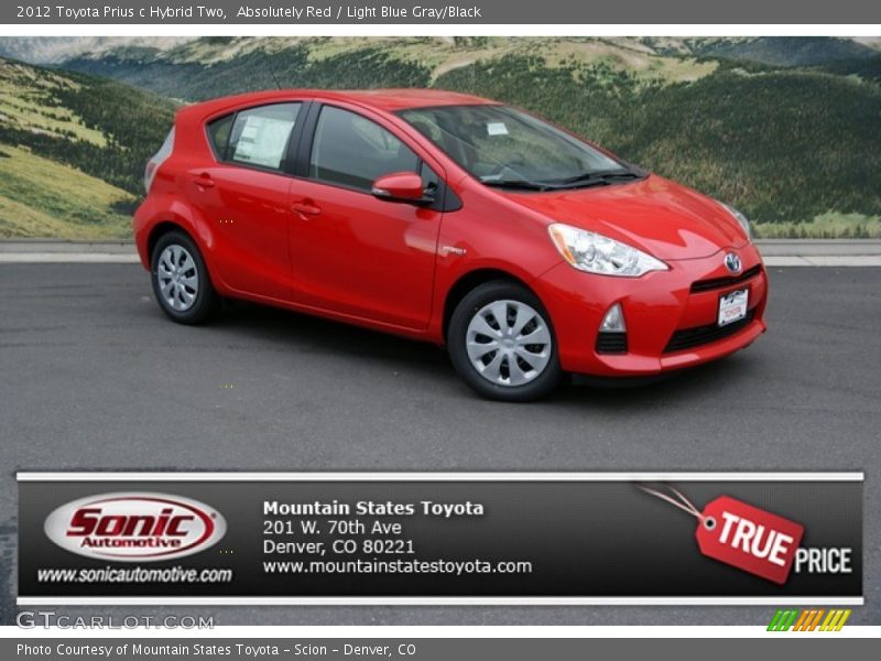 Absolutely Red / Light Blue Gray/Black 2012 Toyota Prius c Hybrid Two