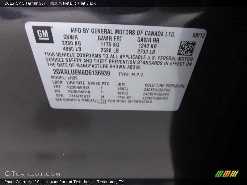 Iridium Metallic / Jet Black 2013 GMC Terrain SLT