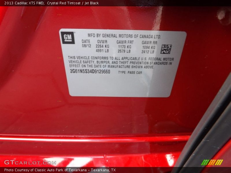 Crystal Red Tintcoat / Jet Black 2013 Cadillac XTS FWD