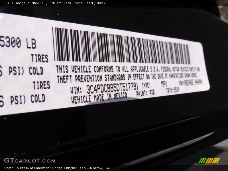 Brilliant Black Crystal Pearl / Black 2013 Dodge Journey SXT