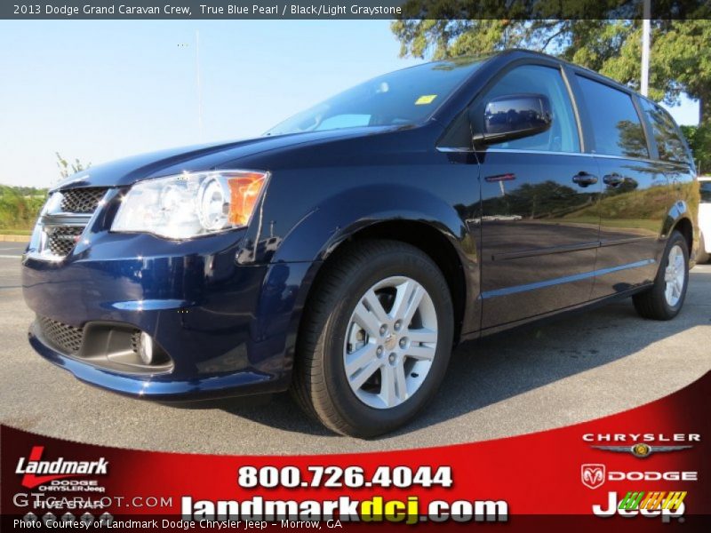 True Blue Pearl / Black/Light Graystone 2013 Dodge Grand Caravan Crew