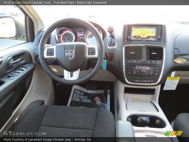 True Blue Pearl / Black/Light Graystone 2013 Dodge Grand Caravan Crew