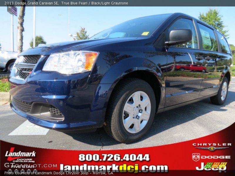 True Blue Pearl / Black/Light Graystone 2013 Dodge Grand Caravan SE