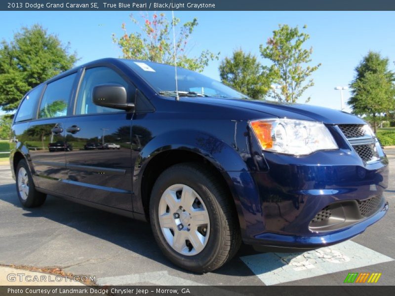 True Blue Pearl / Black/Light Graystone 2013 Dodge Grand Caravan SE