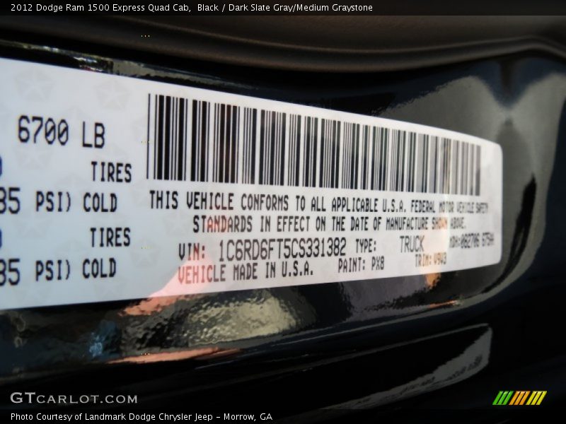Black / Dark Slate Gray/Medium Graystone 2012 Dodge Ram 1500 Express Quad Cab