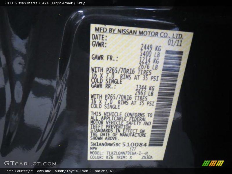Night Armor / Gray 2011 Nissan Xterra X 4x4