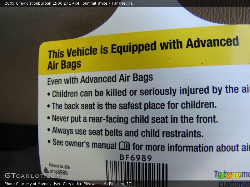 Summit White / Tan/Neutral 2005 Chevrolet Suburban 1500 Z71 4x4