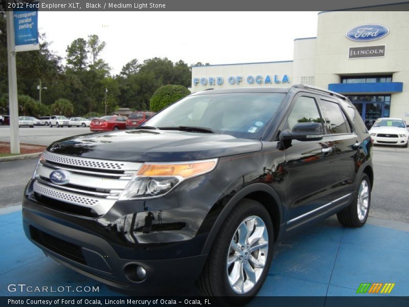 Black / Medium Light Stone 2012 Ford Explorer XLT
