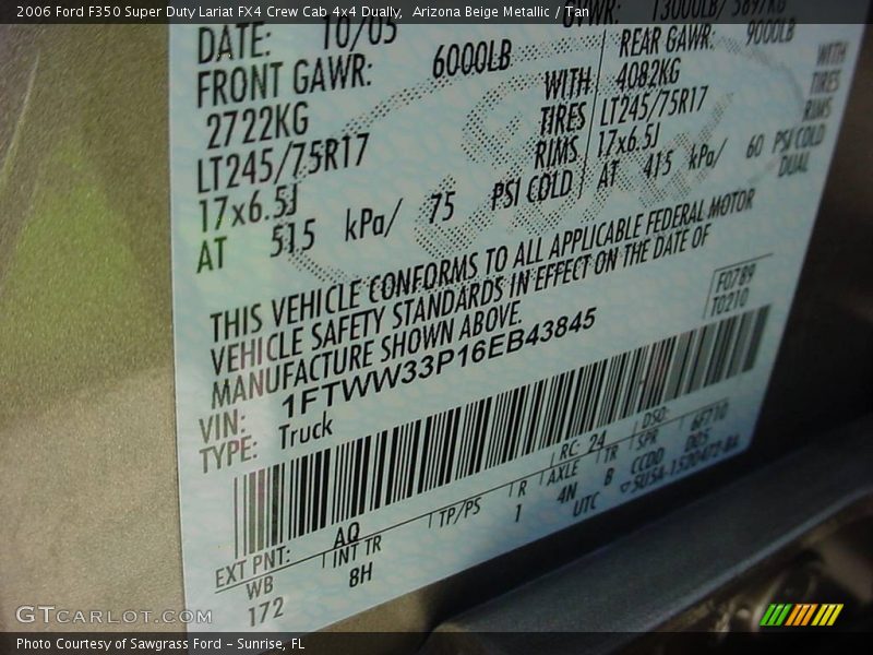 Arizona Beige Metallic / Tan 2006 Ford F350 Super Duty Lariat FX4 Crew Cab 4x4 Dually