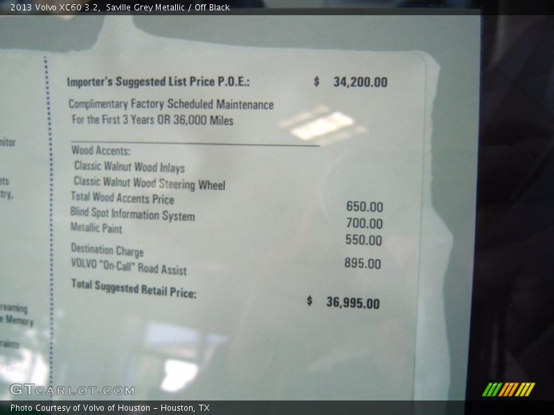 Saville Grey Metallic / Off Black 2013 Volvo XC60 3.2