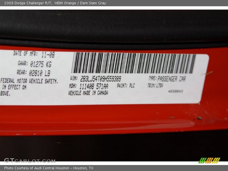 HEMI Orange / Dark Slate Gray 2009 Dodge Challenger R/T