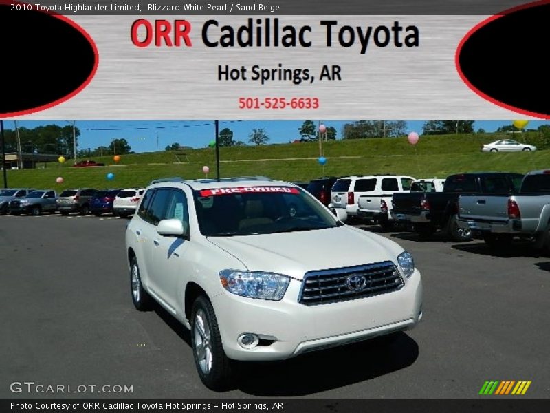 Blizzard White Pearl / Sand Beige 2010 Toyota Highlander Limited