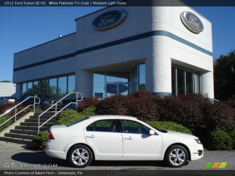 White Platinum Tri-Coat / Medium Light Stone 2012 Ford Fusion SE V6
