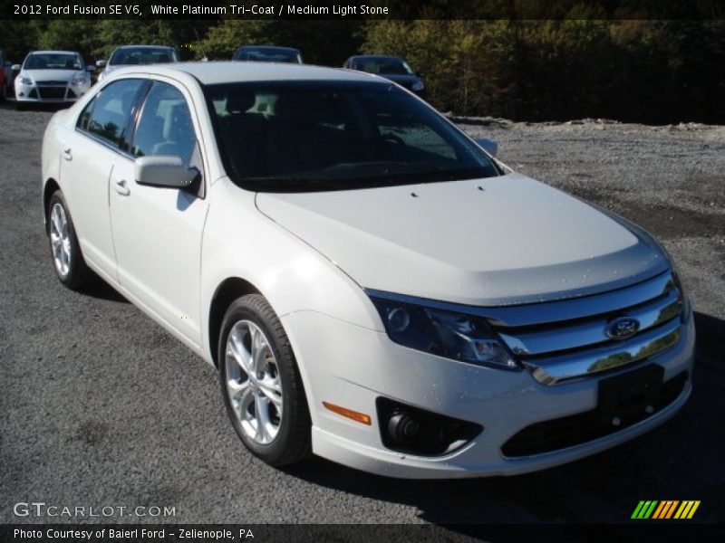 White Platinum Tri-Coat / Medium Light Stone 2012 Ford Fusion SE V6