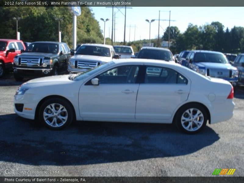 White Platinum Tri-Coat / Medium Light Stone 2012 Ford Fusion SE V6