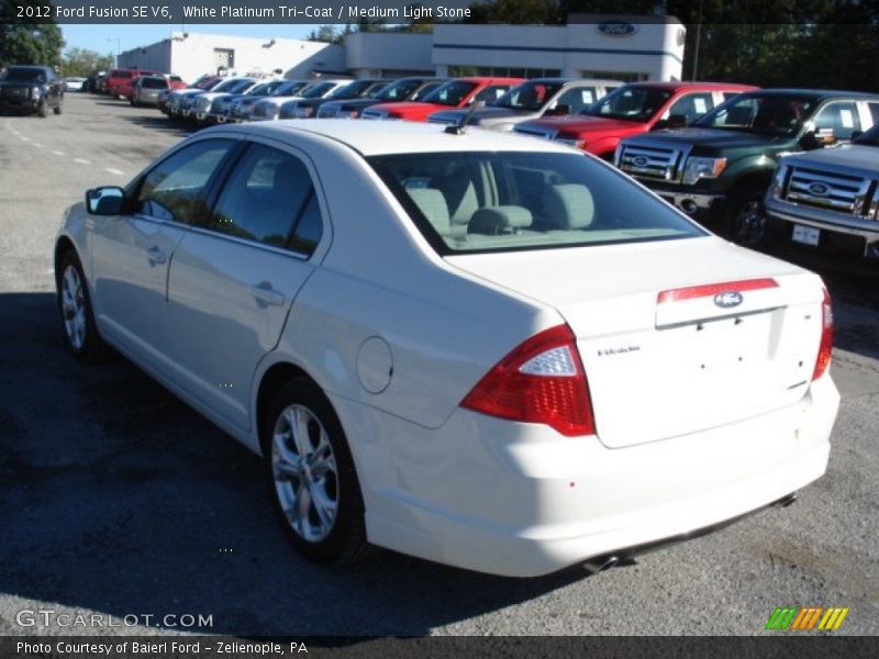 White Platinum Tri-Coat / Medium Light Stone 2012 Ford Fusion SE V6