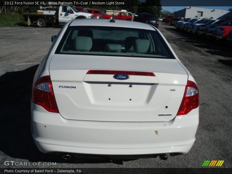 White Platinum Tri-Coat / Medium Light Stone 2012 Ford Fusion SE V6