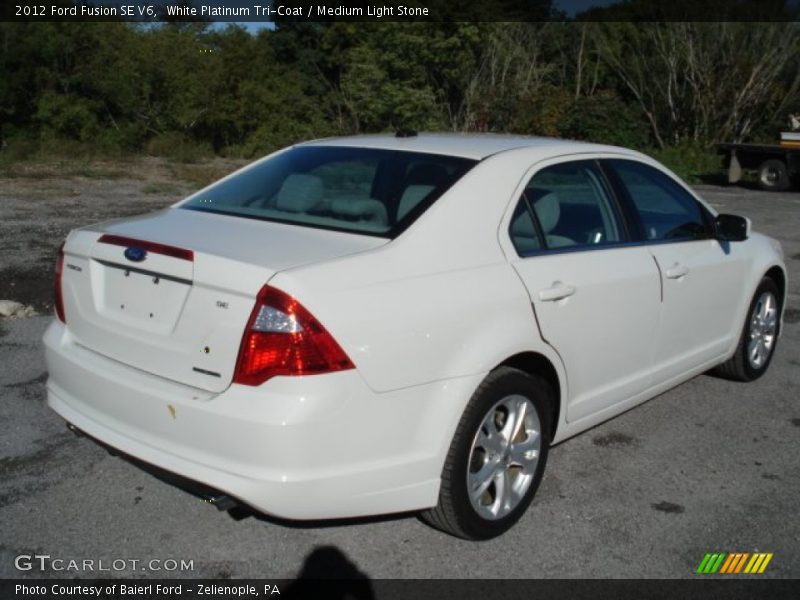 White Platinum Tri-Coat / Medium Light Stone 2012 Ford Fusion SE V6