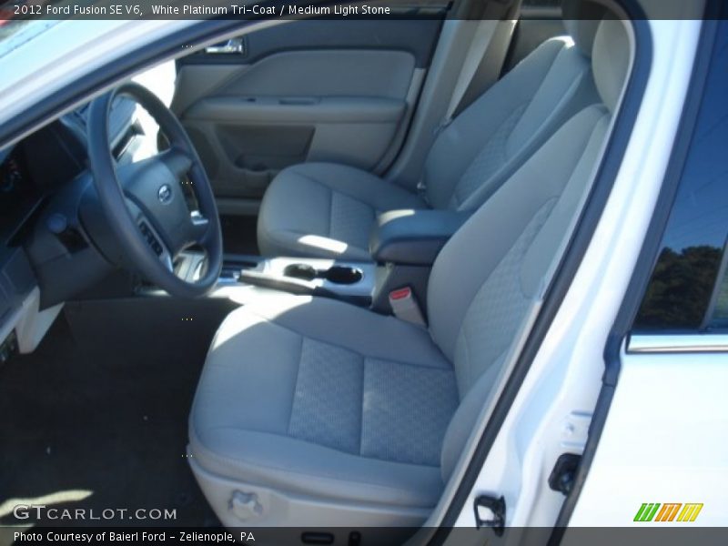 White Platinum Tri-Coat / Medium Light Stone 2012 Ford Fusion SE V6