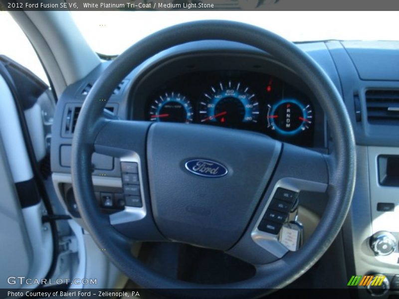 White Platinum Tri-Coat / Medium Light Stone 2012 Ford Fusion SE V6