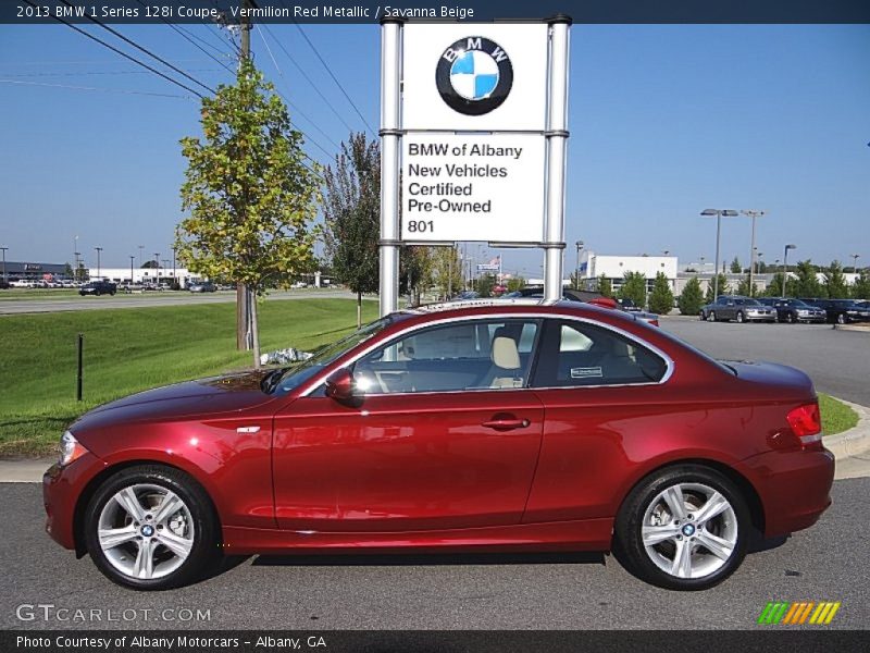 Vermilion Red Metallic / Savanna Beige 2013 BMW 1 Series 128i Coupe
