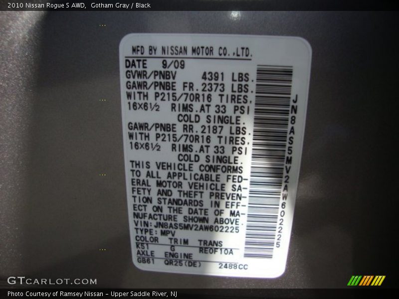 Gotham Gray / Black 2010 Nissan Rogue S AWD