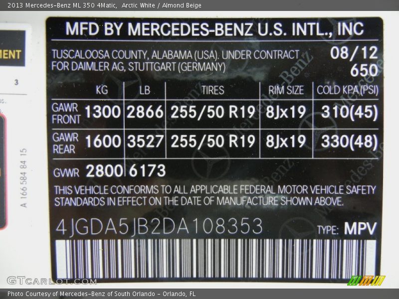 Arctic White / Almond Beige 2013 Mercedes-Benz ML 350 4Matic