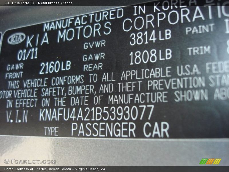 Metal Bronze / Stone 2011 Kia Forte EX