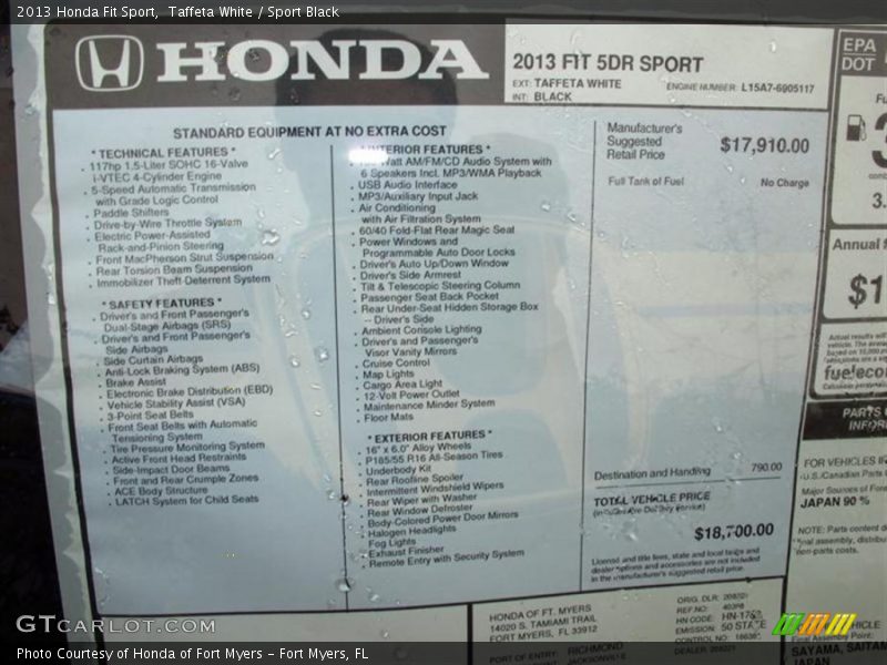  2013 Fit Sport Window Sticker
