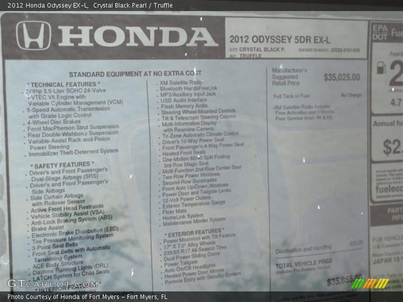 Crystal Black Pearl / Truffle 2012 Honda Odyssey EX-L